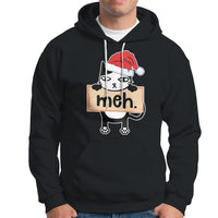 Meh Black Cat Sarcastic Funny Christmas Hoodie - Wonder Print Shop