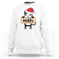 Meh Black Cat Sarcastic Funny Christmas Sweatshirt - Wonder Print Shop