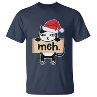 Meh Black Cat Sarcastic Funny Christmas T Shirt - Wonder Print Shop