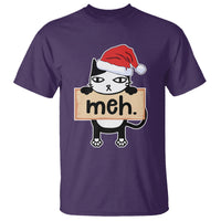 Meh Black Cat Sarcastic Funny Christmas T Shirt - Wonder Print Shop