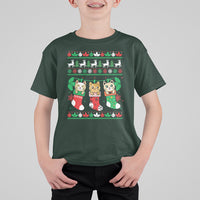 Christmas T Shirt For Kid Cute Cat In Sock Merry Catmas - Wonder Print Shop
