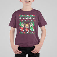 Christmas T Shirt For Kid Cute Cat In Sock Merry Catmas - Wonder Print Shop