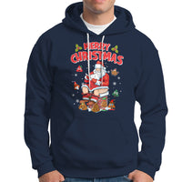 Christmas Hoodie Funny Santa Pooping Down The Chimney - Wonder Print Shop