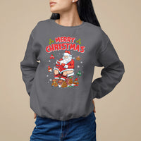Christmas Sweatshirt Funny Santa Pooping Down The Chimney - Wonder Print Shop