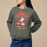 Christmas Sweatshirt Funny Santa Pooping Down The Chimney - Wonder Print Shop