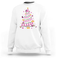 Christmas Breast Cancer Sweatshirt Pink Ribbon Xmas Tree - Wonder Print Shop