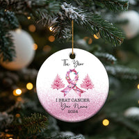 Personalize Christmas Breast Cancer Christmas Ornament Custom Name The Year I Beat Cancer - Wonder Print Shop