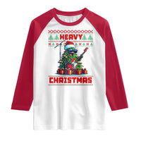 Funny Heavy Christmas Rock Band Guitarist Raglan Shirt