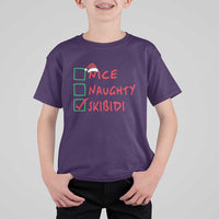 Funny Xmas T Shirt For Kid Nice Naughty Skibidi - Wonder Print Shop