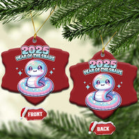 Year Of The Snake 2025 Christmas Ornament Cute Snake Happy New Year - Wonder Print Shop