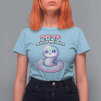Year Of The Snake 2025 T Shirt For Women Cute Snake Happy New Year - Wonder Print Shop