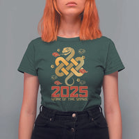 Year Of The Snake 2025 T Shirt For Women Lunar New Year Chinese Traditional - Wonder Print Shop
