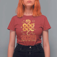 Year Of The Snake 2025 T Shirt For Women Lunar New Year Chinese Traditional - Wonder Print Shop