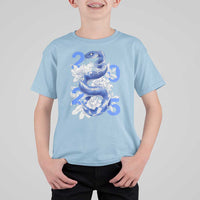 Year Of The Snake 2025 T Shirt For Kid Chinese New Year Blue Snake - Wonder Print Shop