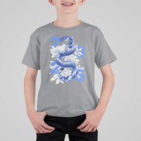 Year Of The Snake 2025 T Shirt For Kid Chinese New Year Blue Snake - Wonder Print Shop