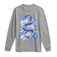Year Of The Snake 2025 Long Sleeve Shirt Chinese New Year Blue Snake