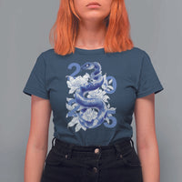 Year Of The Snake 2025 T Shirt For Women Chinese New Year Blue Snake - Wonder Print Shop