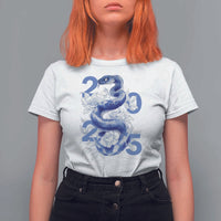 Year Of The Snake 2025 T Shirt For Women Chinese New Year Blue Snake - Wonder Print Shop