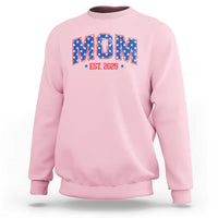 Mom Est 2025 Sweatshirt Patriotic America Flag New Mother