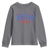 Mom Est 2025 Youth Sweatshirt Patriotic America Flag New Mother