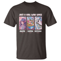 Just A Girl Who Loves Anime Ramen And Sketching T Shirt - Wonder Print Shop