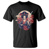 Japanese Samurai T Shirt Floral Warrior Geisha Woman Tokyo Anime - Wonder Print Shop