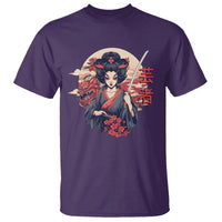 Japanese Samurai T Shirt Floral Warrior Geisha Woman Tokyo Anime - Wonder Print Shop