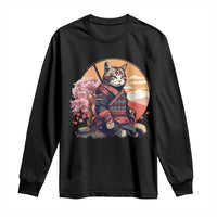 Japanese Samurai Cat Long Sleeve Shirt Floral Warrior Geisha Woman Tokyo Anime