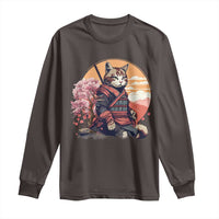 Japanese Samurai Cat Long Sleeve Shirt Floral Warrior Geisha Woman Tokyo Anime