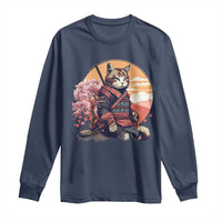 Japanese Samurai Cat Long Sleeve Shirt Floral Warrior Geisha Woman Tokyo Anime