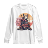 Japanese Samurai Cat Long Sleeve Shirt Floral Warrior Geisha Woman Tokyo Anime