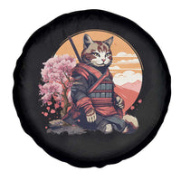 Japanese Samurai Cat Spare Tire Cover Floral Warrior Geisha Woman Tokyo Anime