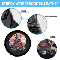 Japanese Samurai Cat Spare Tire Cover Floral Warrior Geisha Woman Tokyo Anime