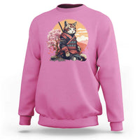 Japanese Samurai Cat Sweatshirt Floral Warrior Geisha Woman Tokyo Anime - Wonder Print Shop
