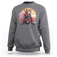 Japanese Samurai Cat Sweatshirt Floral Warrior Geisha Woman Tokyo Anime - Wonder Print Shop