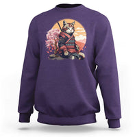Japanese Samurai Cat Sweatshirt Floral Warrior Geisha Woman Tokyo Anime - Wonder Print Shop