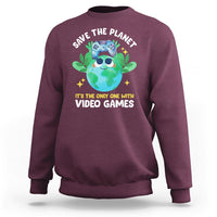 Earth Day Sweatshirt Save the Planet It's the Only One With Video Games Funny Gamer - Wonder Print Shop