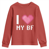 Funny Girlfriend Youth Sweatshirt I Love My BF Boyfriend Valentines