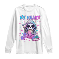 Funny Valentine's Day Long Sleeve Shirt My Heart Pops For You Cute Death Grim Popcorn