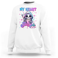 Funny Valentine's Day Sweatshirt My Heart Pops For You Cute Death Grim Popcorn