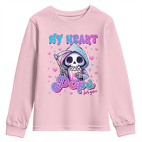Funny Valentine's Day Youth Sweatshirt My Heart Pops For You Cute Death Grim Popcorn