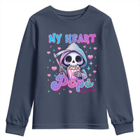 Funny Valentine's Day Youth Sweatshirt My Heart Pops For You Cute Death Grim Popcorn