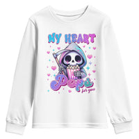 Funny Valentine's Day Youth Sweatshirt My Heart Pops For You Cute Death Grim Popcorn