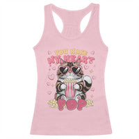 Funny Valentine's Day Racerback Tank Top You Make My Heart Pop Cute Cat Popcorn