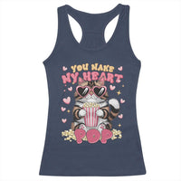 Funny Valentine's Day Racerback Tank Top You Make My Heart Pop Cute Cat Popcorn