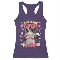 Funny Valentine's Day Racerback Tank Top You Make My Heart Pop Cute Cat Popcorn