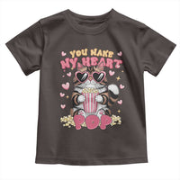 Funny Valentine's Day Toddler T Shirt You Make My Heart Pop Cute Cat Popcorn