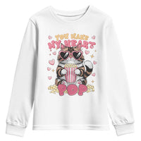 Funny Valentine's Day Youth Sweatshirt You Make My Heart Pop Cute Cat Popcorn