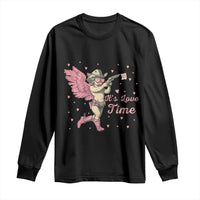 Funny Valentine's Day Long Sleeve Shirt It's Love Time Cowboy Cupid