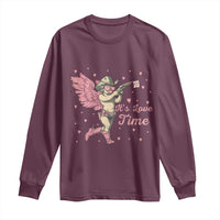 Funny Valentine's Day Long Sleeve Shirt It's Love Time Cowboy Cupid